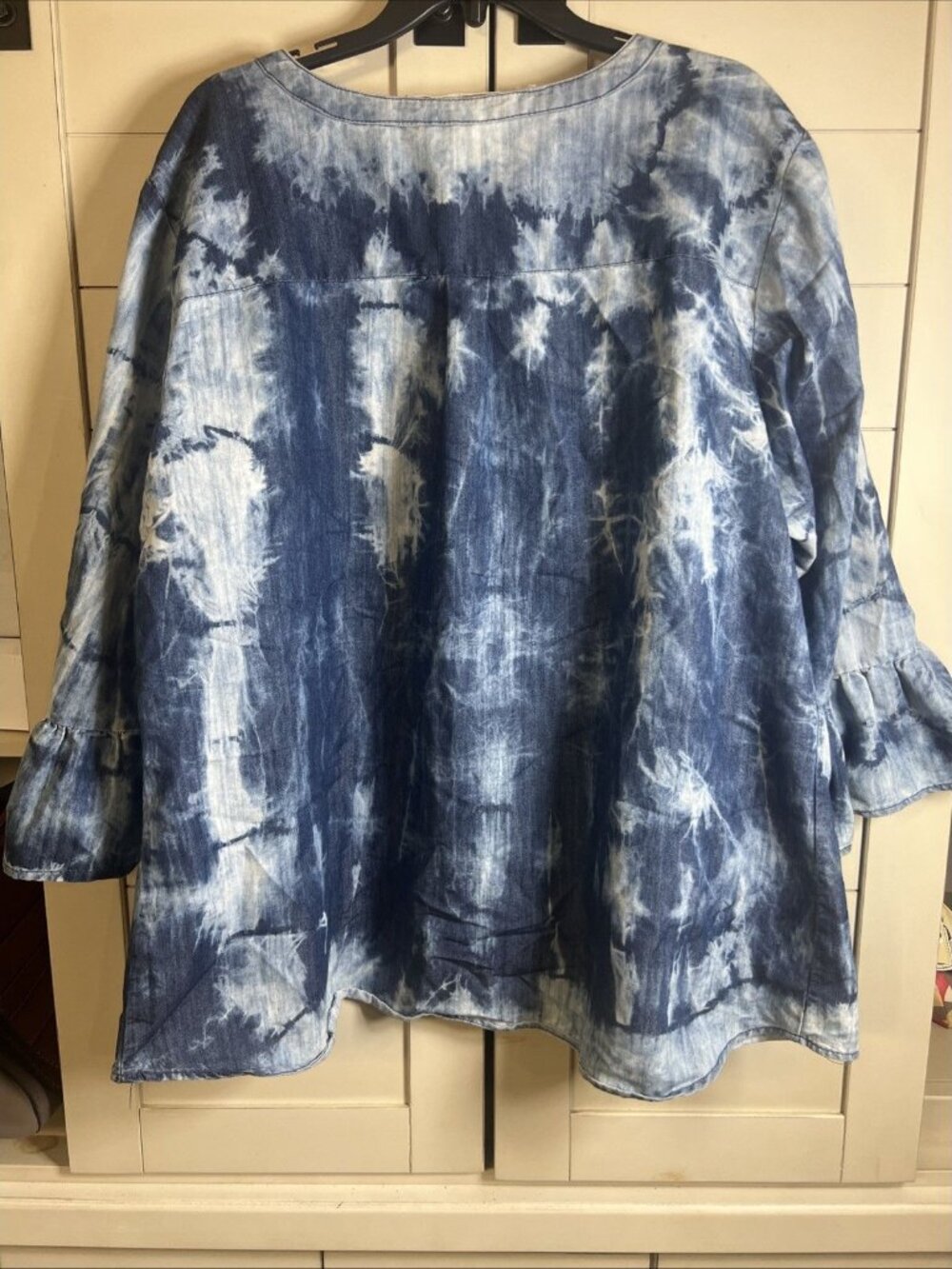 Given Kale Womens Tunic Top Sz 3X Blue Tie Dye Blouse Metal Tassel Zipper Shirt - Picture 6 of 9